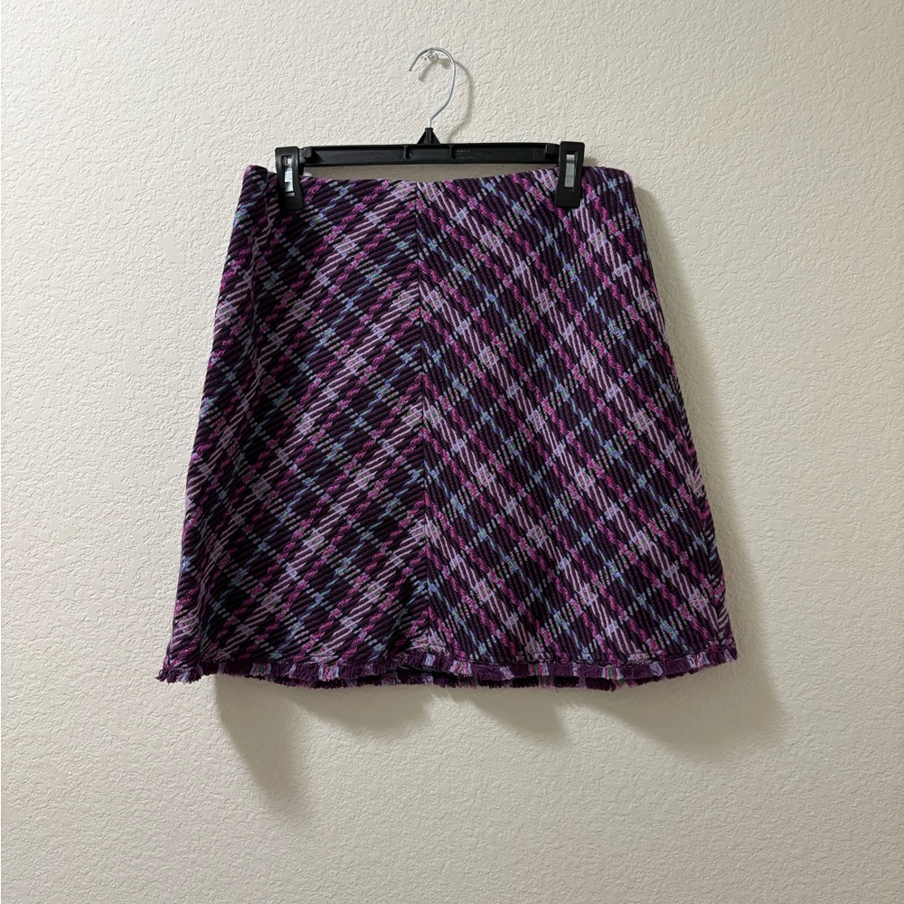 Kate Spade New York art purple blue pink pattern plaid tweed skirt. Size 10 NWOT